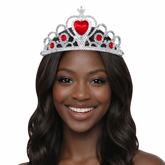 Adult Silver Plastic Costume Tiara with Gem